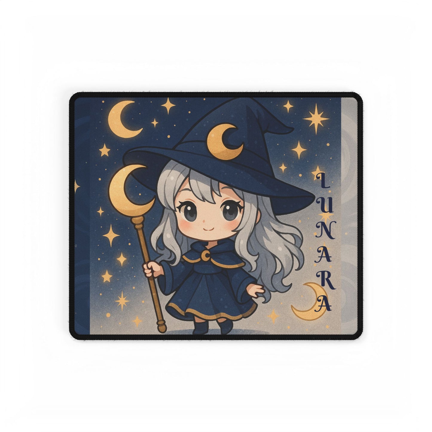 Cute Chibi Moon Witch Desk Mat - Gaming Mouse Pad, Computer Desk Decor, Geek Gift, Gamer Accessory