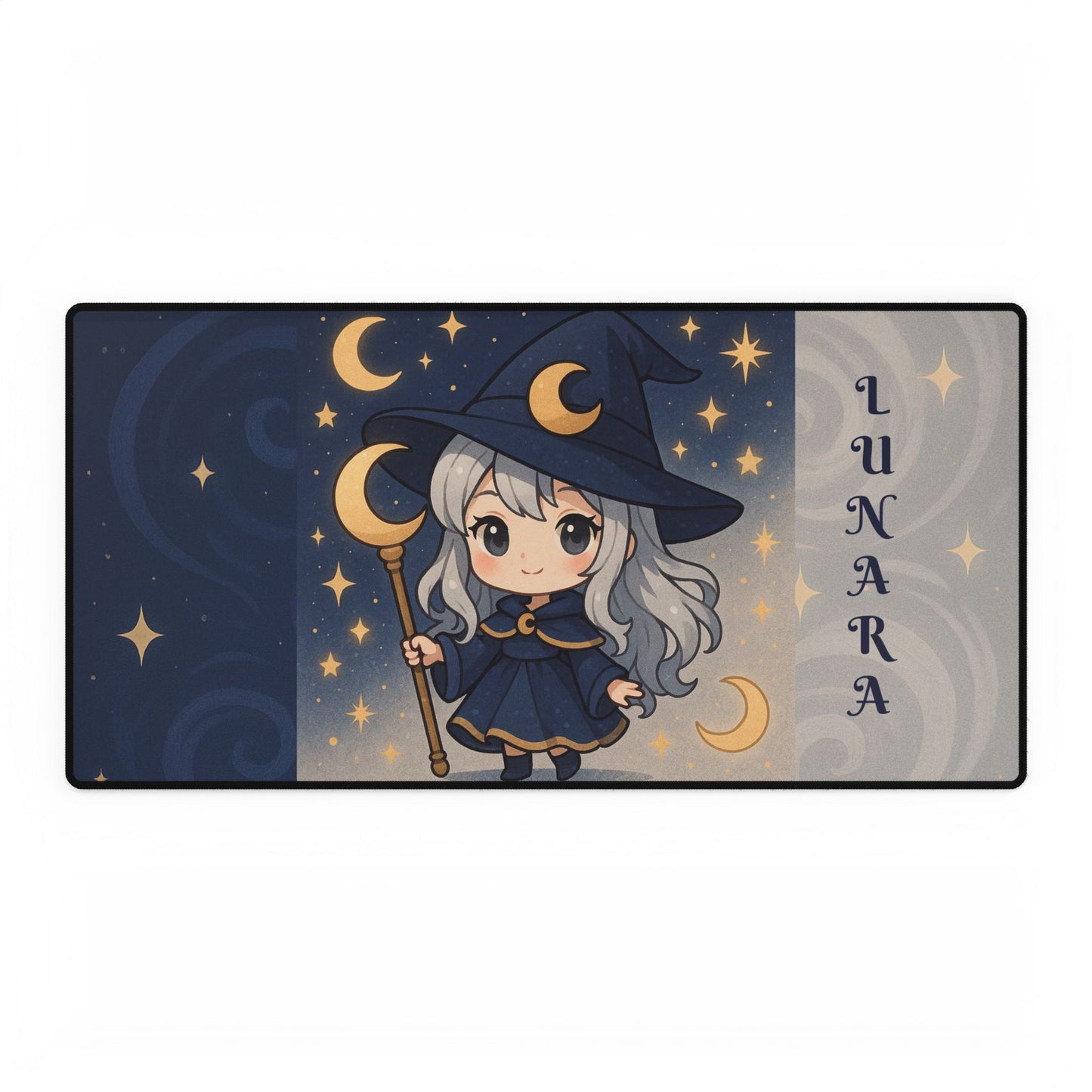 Cute Chibi Moon Witch Desk Mat - Gaming Mouse Pad, Computer Desk Decor, Geek Gift, Gamer Accessory