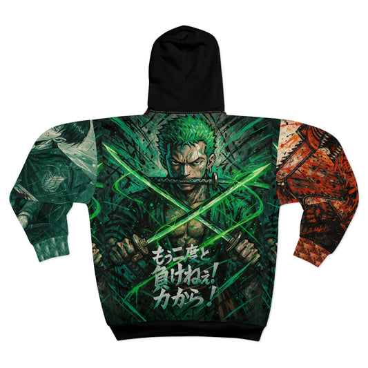 Anime-Inspired Unisex Zip Hoodie with Bold Graphic Design #2