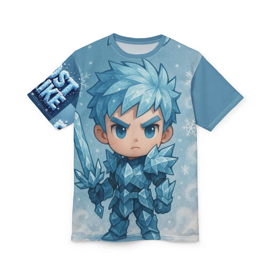 T-shirt with cartoon ice warrior graphic.