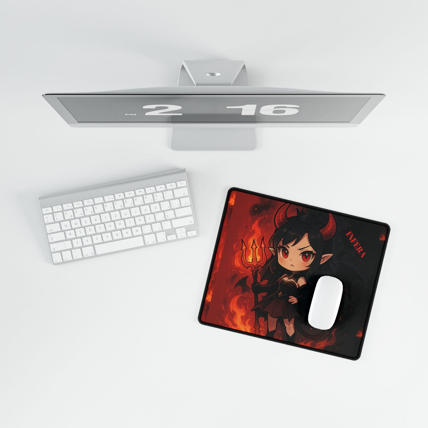 Cute Chibi Demon Princess Desk Mat | Gamer Gift, Home Office Decor, Anime Aesthetic