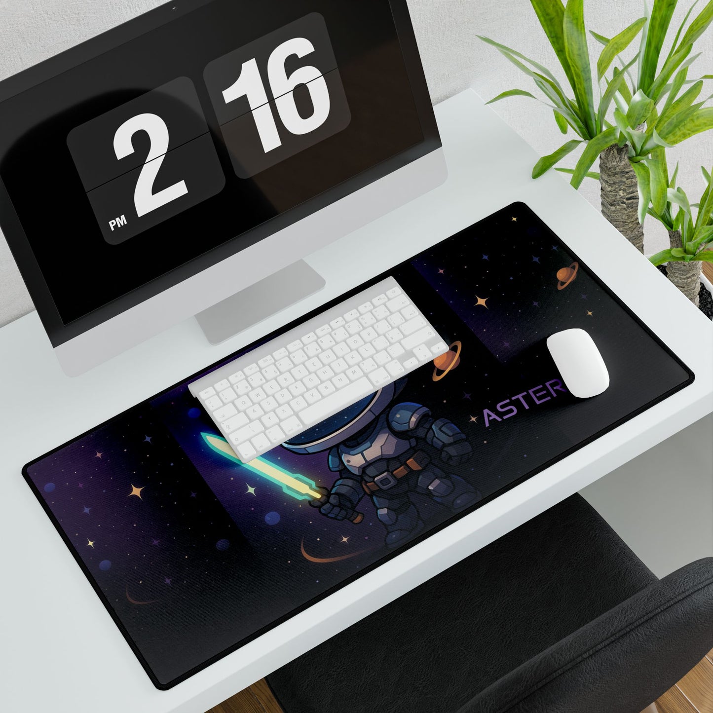 Cute Chibi Space Explorer Desk Mat | Gamer Gift, Home Office Decor, Anime Aesthetic