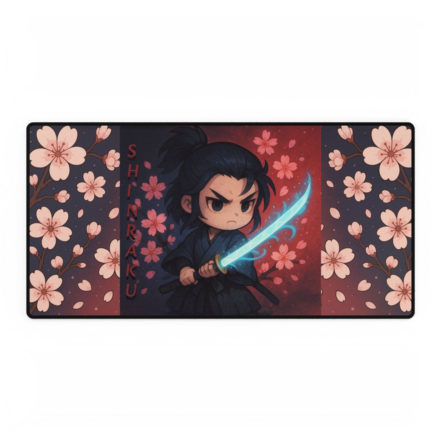 Cute Chibi Samurai Spirit Desk Mat, Fantasy Desk Accessories, Gamer Gift