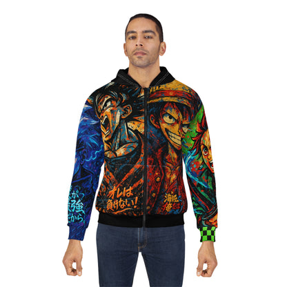 Anime-Inspired Unisex Zip Hoodie with Bold Graphic Design