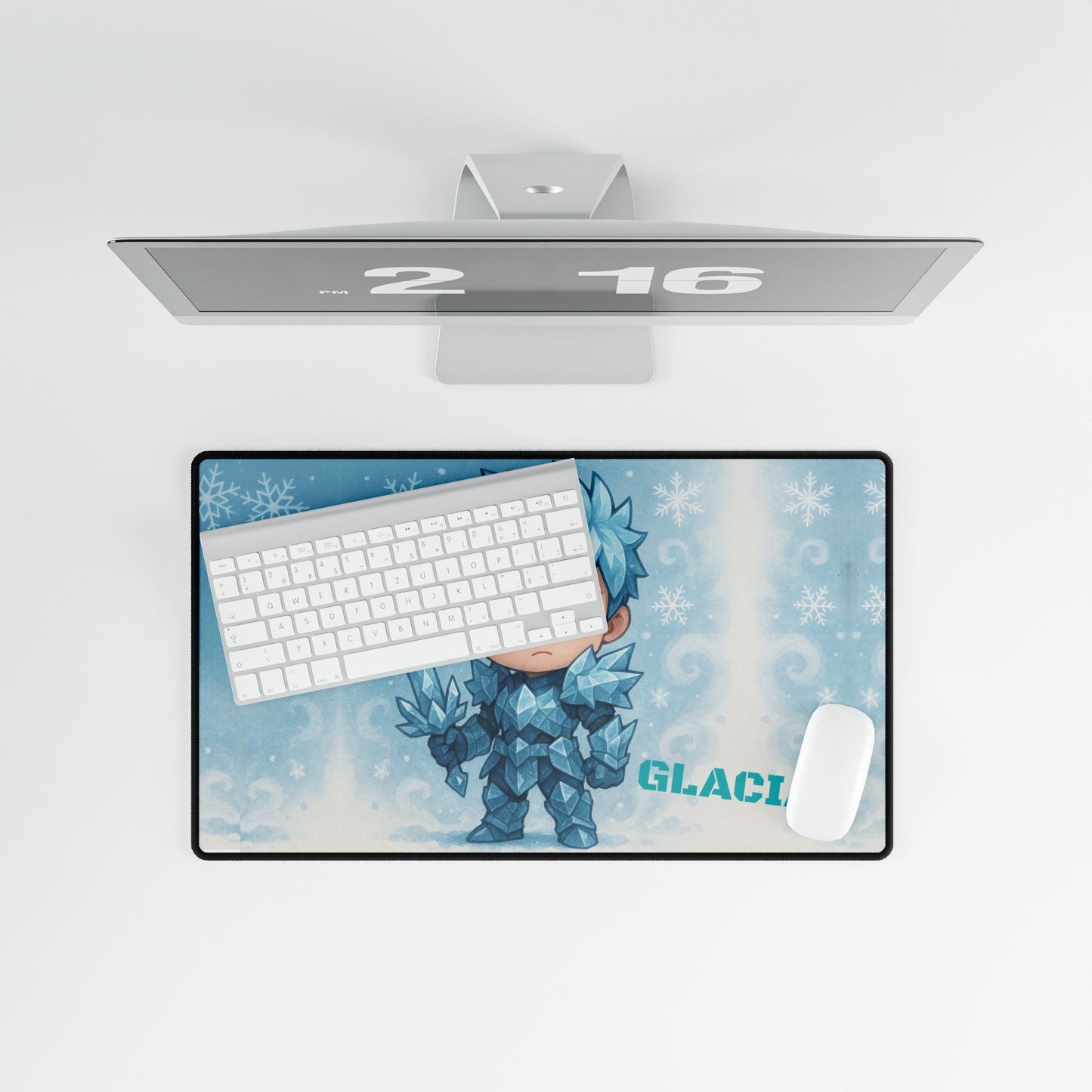 Cute Chibi Ice Warrior Desk Mat | Gamer Gift, Home Office Decor, Anime Aesthetic