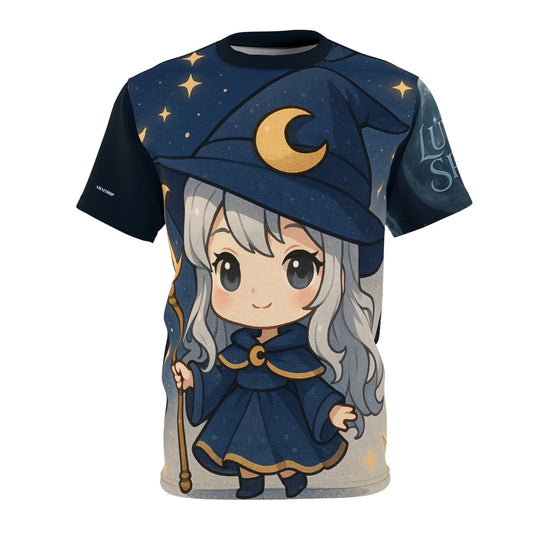 T-shirt with anime witch illustration.