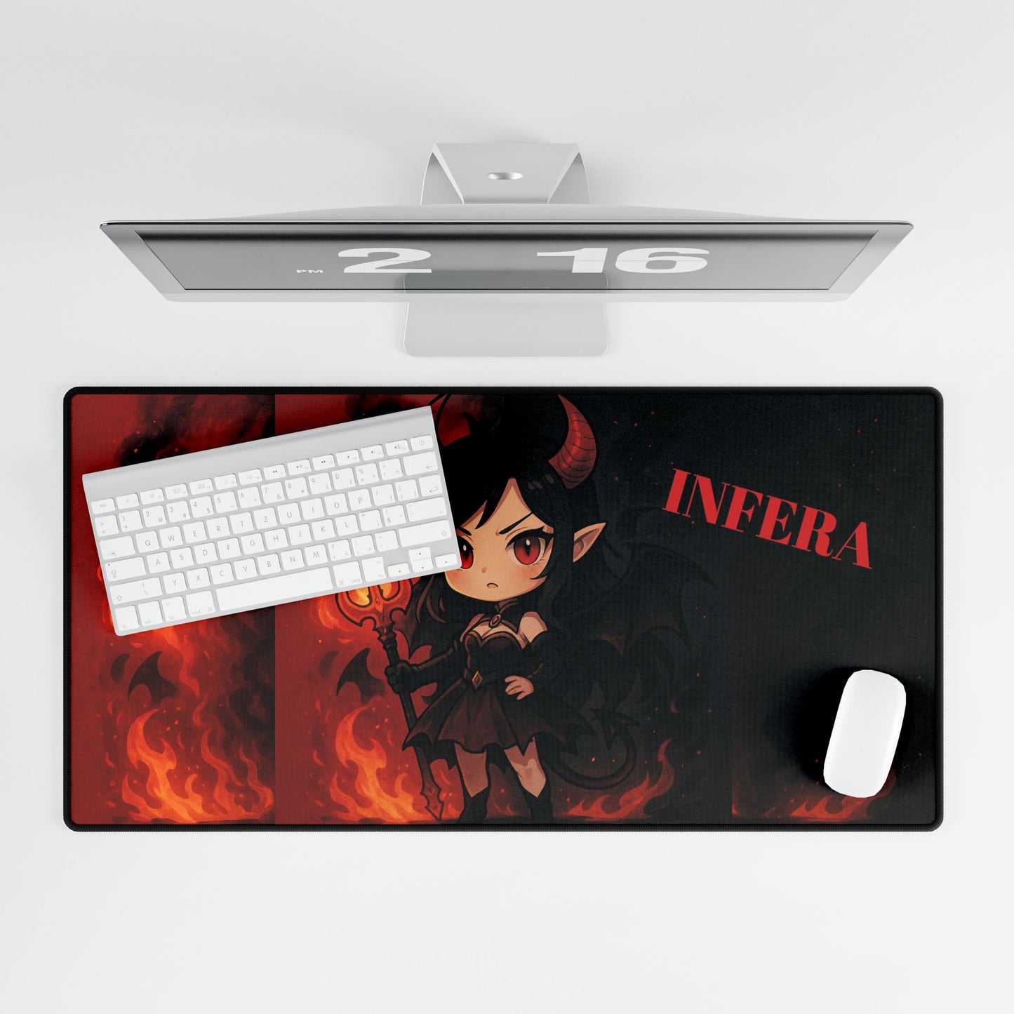 Cute Chibi Demon Princess Desk Mat | Gamer Gift, Home Office Decor, Anime Aesthetic