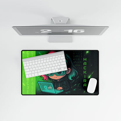 Cute Chibi Hacker Desk Mat - Gaming Mouse Pad, Computer Desk Decor, Geek Gift, Gamer Accessory