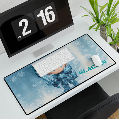 Cute Chibi Ice Warrior Desk Mat | Gamer Gift, Home Office Decor, Anime Aesthetic