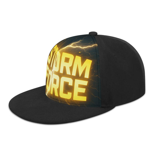 Black snapback hat with yellow lightning and "Storm Force" text.