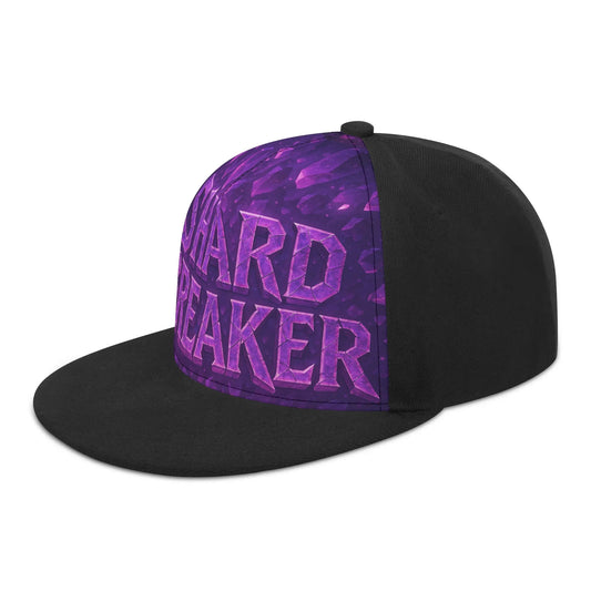 Black and purple baseball cap with "Shard Breaker" text.

