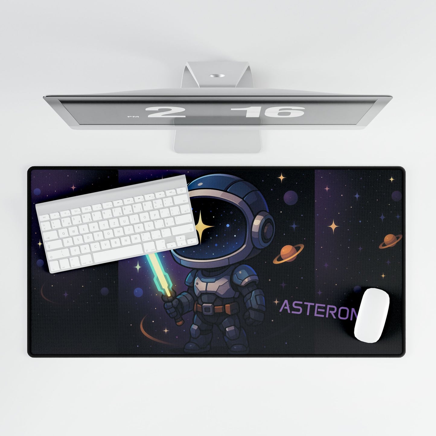 Cute Chibi Space Explorer Desk Mat | Gamer Gift, Home Office Decor, Anime Aesthetic