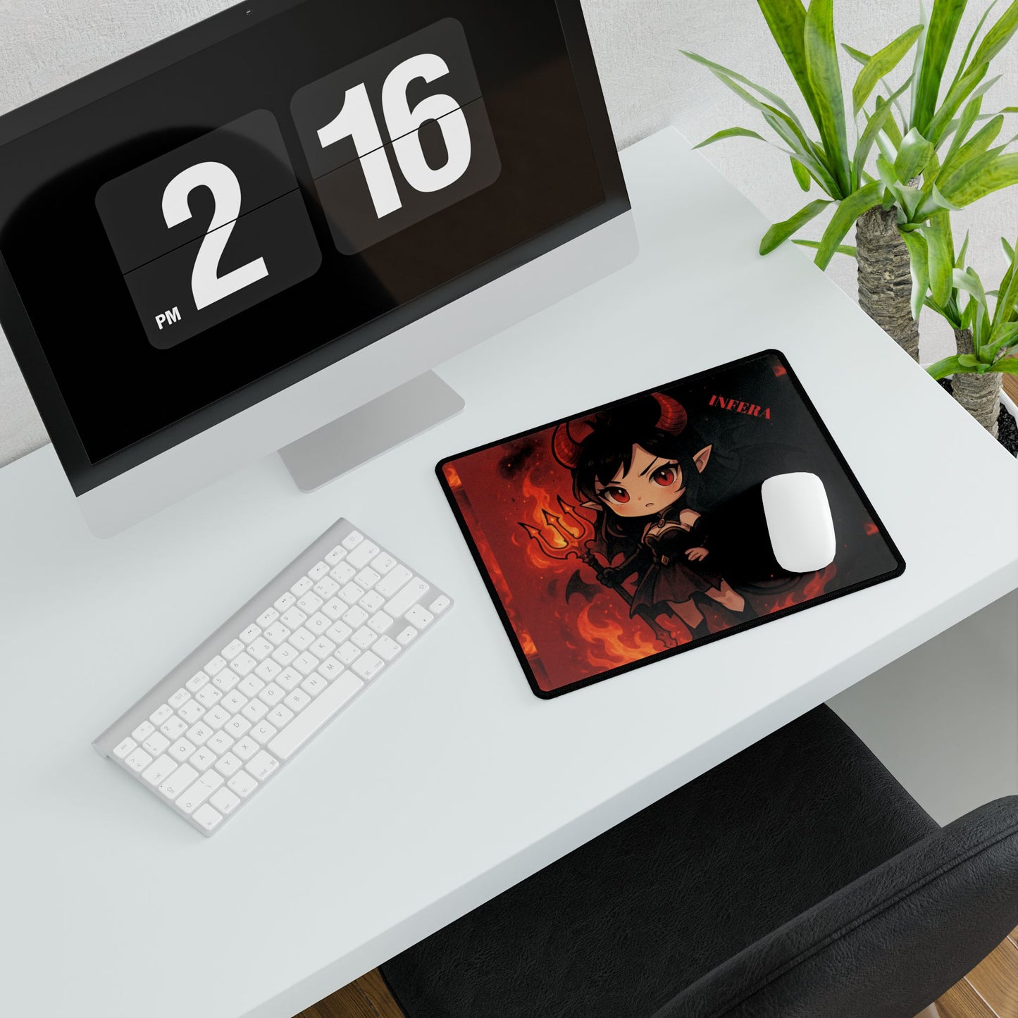 Cute Chibi Demon Princess Desk Mat | Gamer Gift, Home Office Decor, Anime Aesthetic