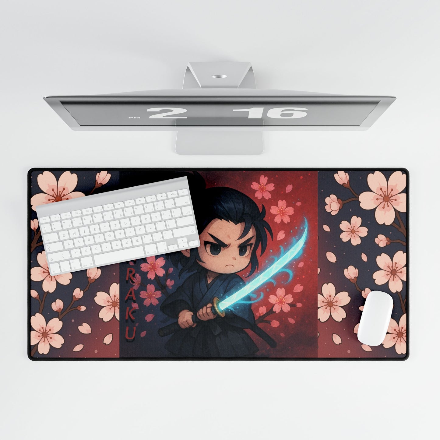 Cute Chibi Samurai Spirit Desk Mat, Fantasy Desk Accessories, Gamer Gift