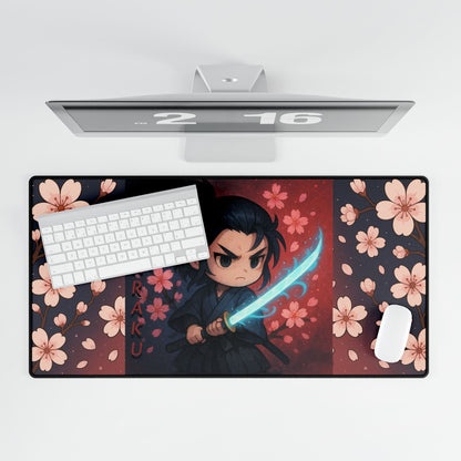 Cute Chibi Samurai Spirit Desk Mat, Fantasy Desk Accessories, Gamer Gift