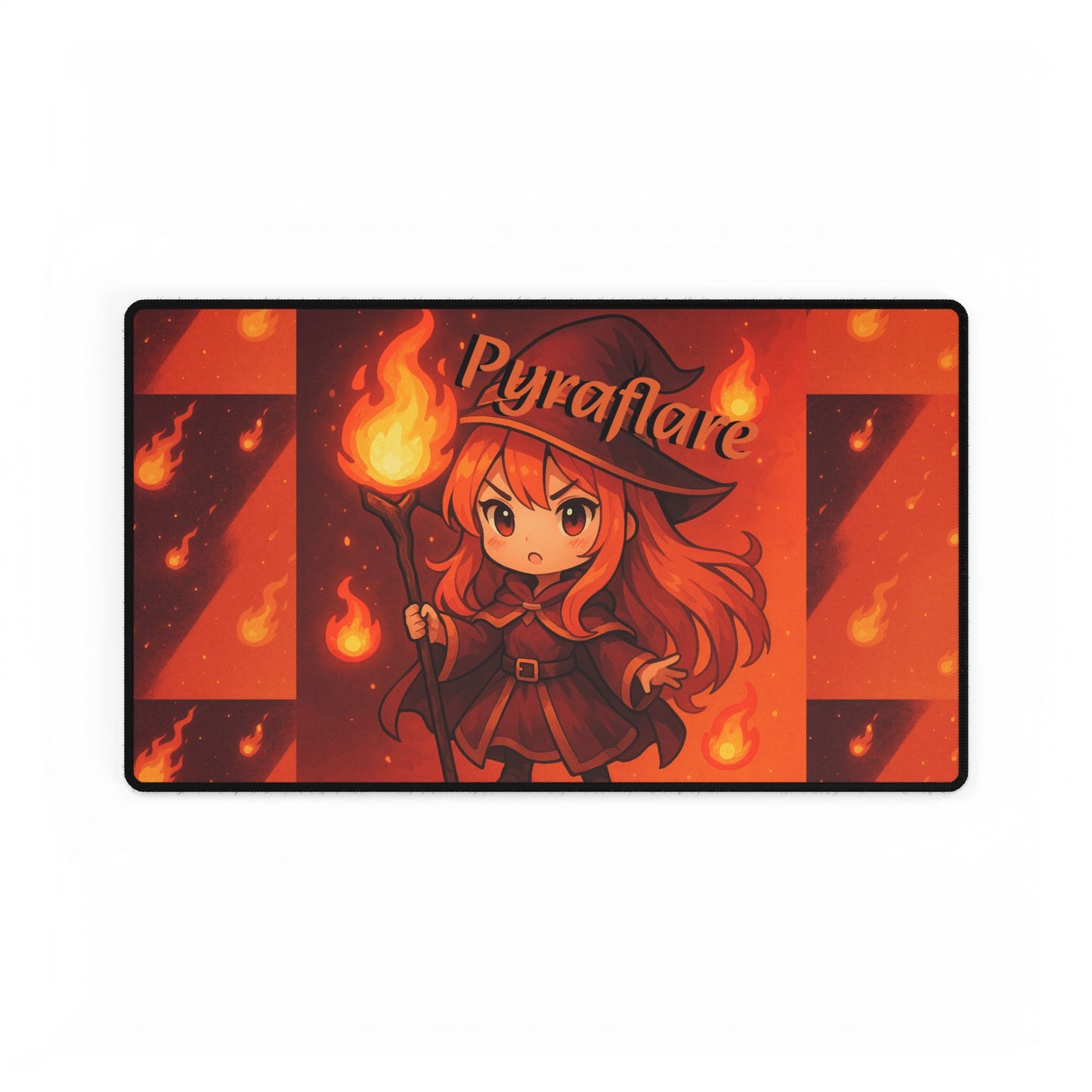 Cute Chibi Fire Mage Desk Mat, Fantasy Desk Accessories, Gamer Gift