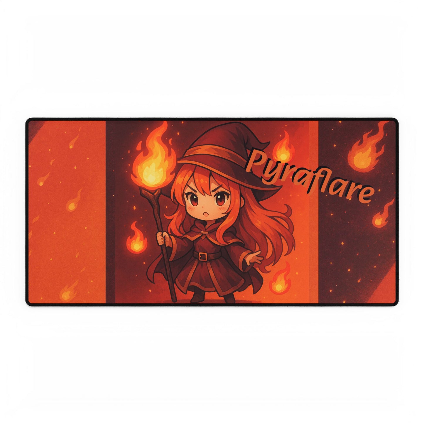 Cute Chibi Fire Mage Desk Mat, Fantasy Desk Accessories, Gamer Gift