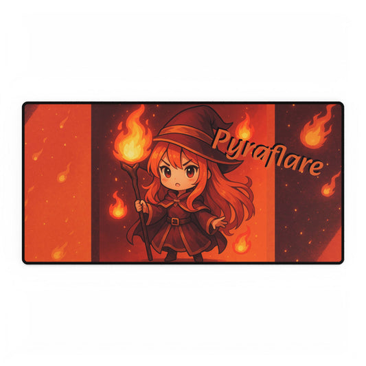 Cute Chibi Fire Mage Desk Mat, Fantasy Desk Accessories, Gamer Gift