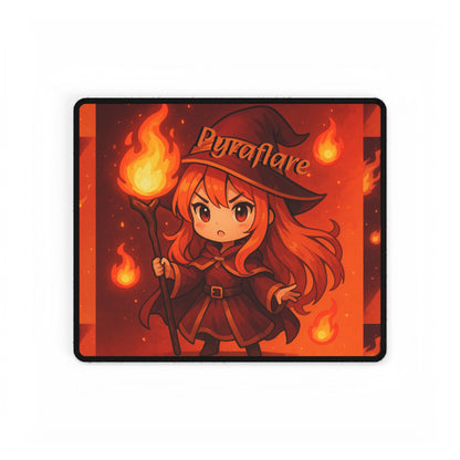 Cute Chibi Fire Mage Desk Mat, Fantasy Desk Accessories, Gamer Gift