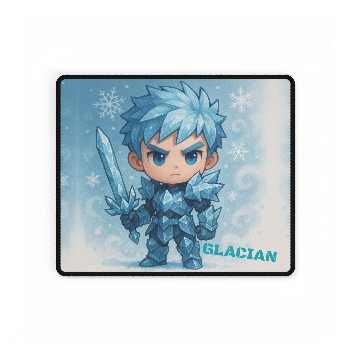 Cute Chibi Ice Warrior Desk Mat | Gamer Gift, Home Office Decor, Anime Aesthetic