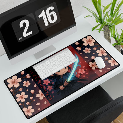 Cute Chibi Samurai Spirit Desk Mat, Fantasy Desk Accessories, Gamer Gift
