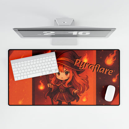 Cute Chibi Fire Mage Desk Mat, Fantasy Desk Accessories, Gamer Gift