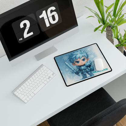 Cute Chibi Ice Warrior Desk Mat | Gamer Gift, Home Office Decor, Anime Aesthetic