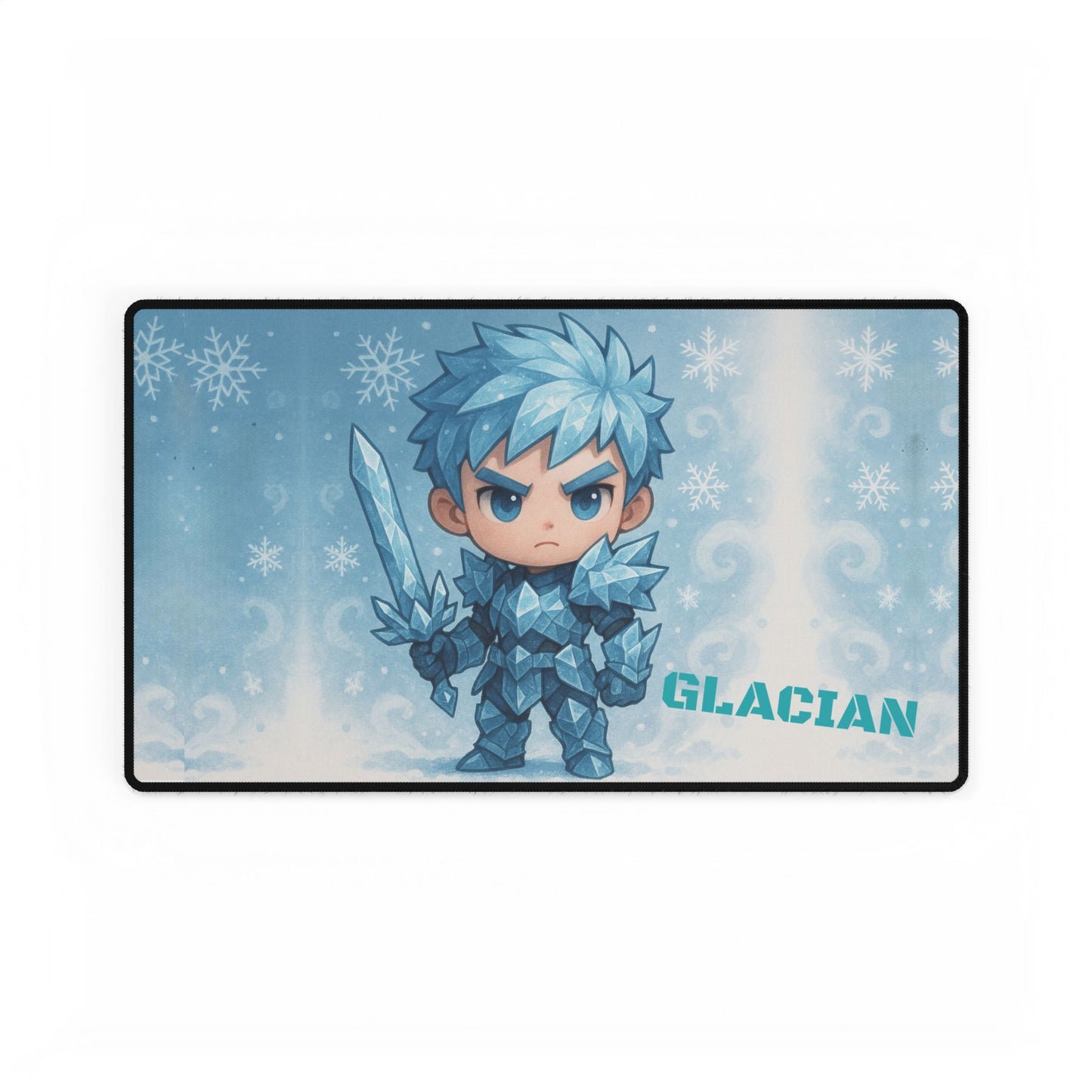 Cute Chibi Ice Warrior Desk Mat | Gamer Gift, Home Office Decor, Anime Aesthetic